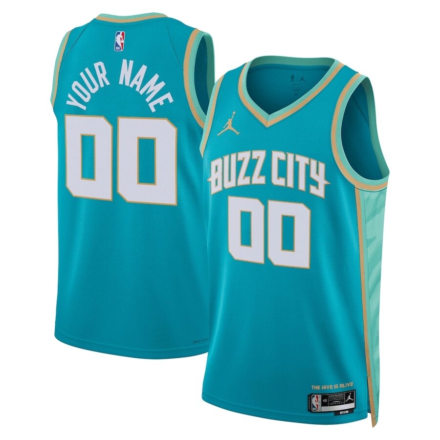 Баскетбольна джерсі 2023-24 Jordan NBA Charlotte Hornets №00 You Name бирюзовая print від компанії Basket Family - фото 1