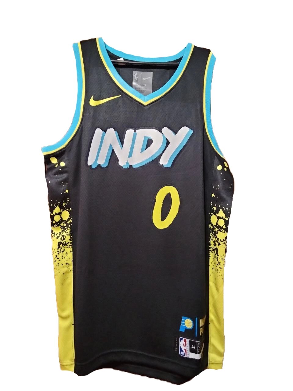 Баскетбольна джерсі 2023-24 Nike NBA Indiana Pacers №0 Tyrese Haliburton Black Print. від компанії Basket Family - фото 1