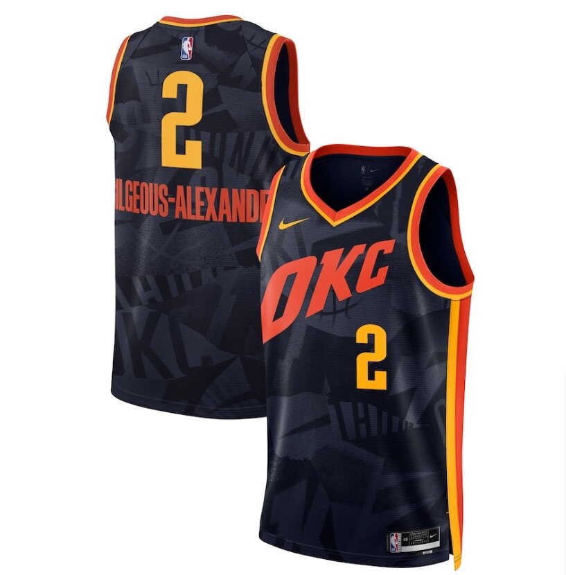 Баскетбольна джерсі 2023-24 Nike NBA Oklahoma City Thunder №2 Shai Gilgeous-Alexander Grey Print від компанії Basket Family - фото 1