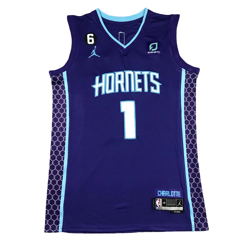 Баскетбольна джерси 2023 Jordan NBA Charlotte Hornets №1 LaMelo Ball Purple від компанії Basket Family - фото 1