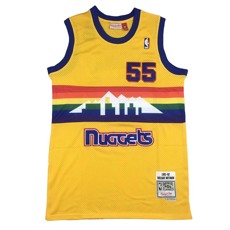 Баскетбольна джерсі 2023 NBA Denver Nuggets №55 Dikembe Mutombo Yellow від компанії Basket Family - фото 1