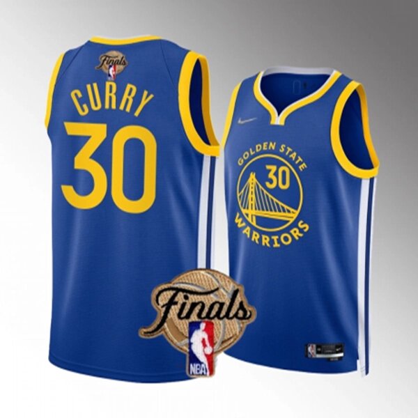 Баскетбольна джерсі Finals NBA 2022 Golden State Warriors Nike №30 Steph Curry Blue Print від компанії Basket Family - фото 1