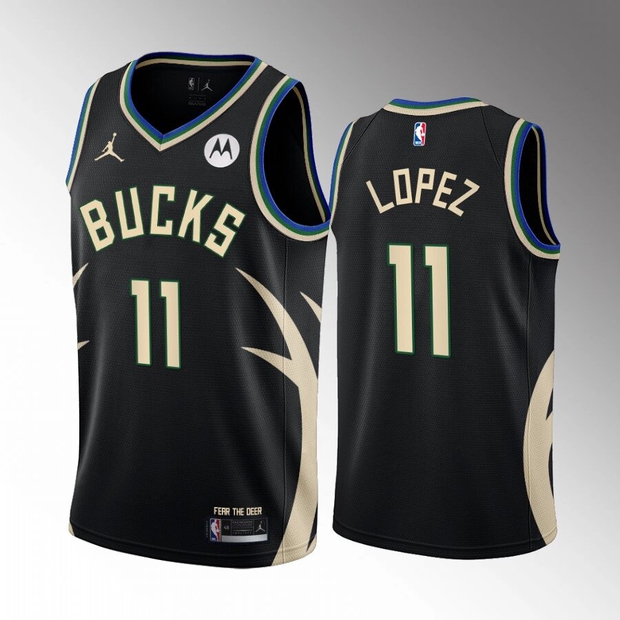 Баскетбольна джерсі Jordan Bucks №11 Brook Lopez Black Print від компанії Basket Family - фото 1