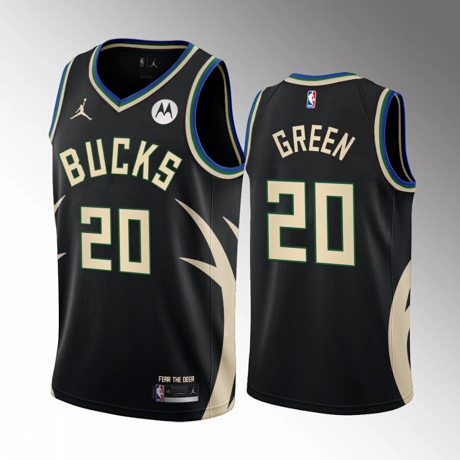 Баскетбольна джерсі Jordan Bucks №20 A. J. Green Black Print від компанії Basket Family - фото 1