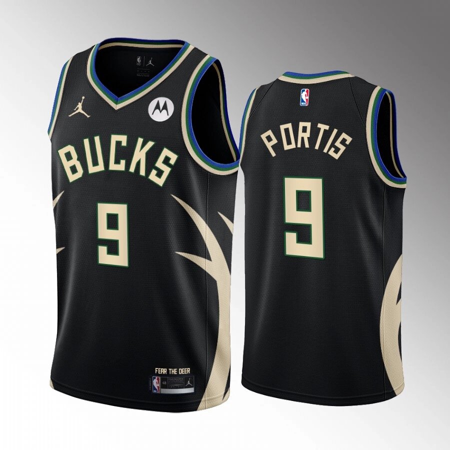 Баскетбольна джерсі Jordan Bucks №9 Bobby Portis Black Print від компанії Basket Family - фото 1