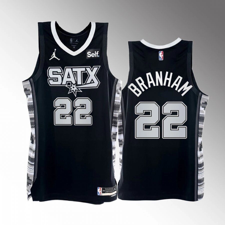Баскетбольна джерсі Jordan NBA San Antonio Spurs №22 Zachary Branham Black Print від компанії Basket Family - фото 1