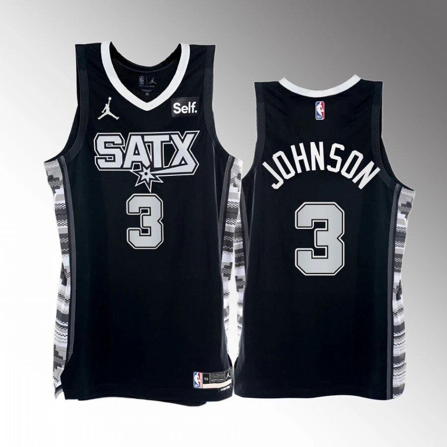 Баскетбольна джерсі Jordan NBA San Antonio Spurs №3 Kevin Johnson Black Print від компанії Basket Family - фото 1