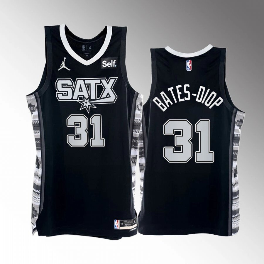 Баскетбольна джерсі Jordan NBA San Antonio Spurs №31 Keita Bates-Diop Black Print від компанії Basket Family - фото 1