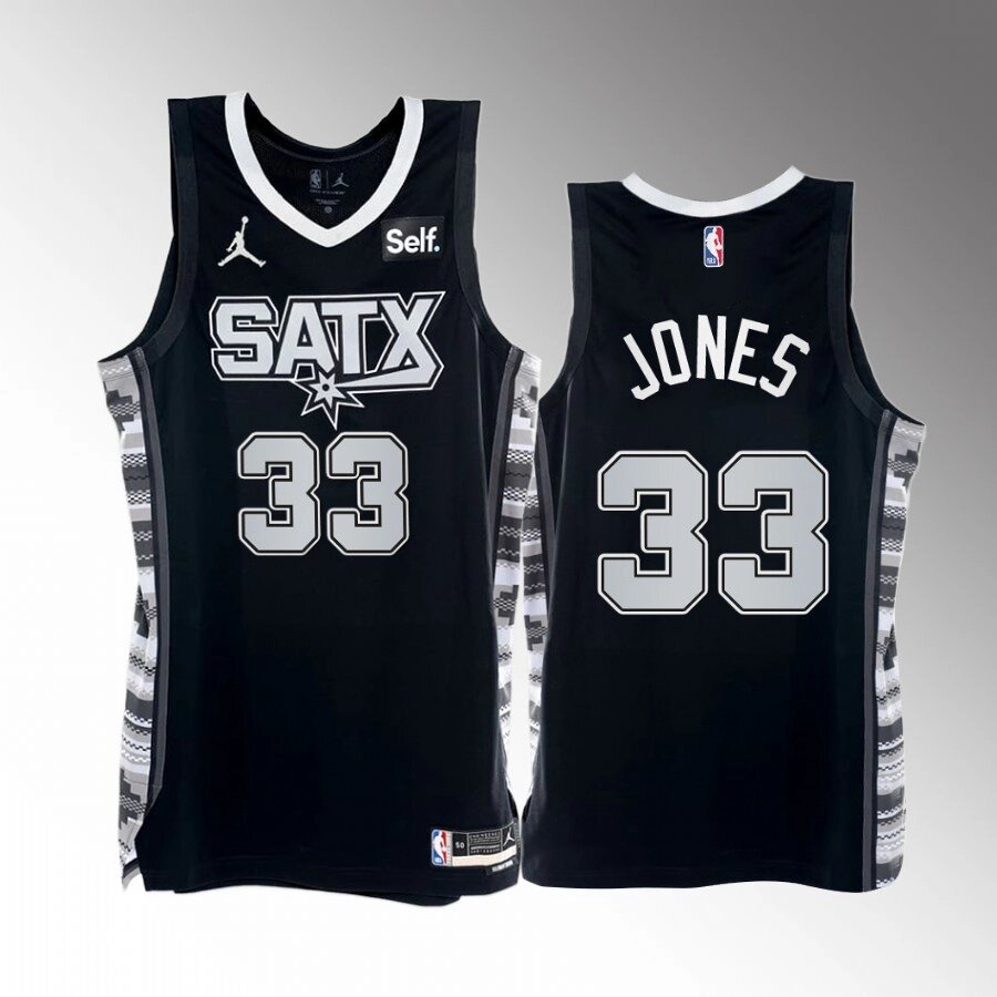 Баскетбольна джерсі Jordan NBA San Antonio Spurs №33 Damian Jones Black Print від компанії Basket Family - фото 1