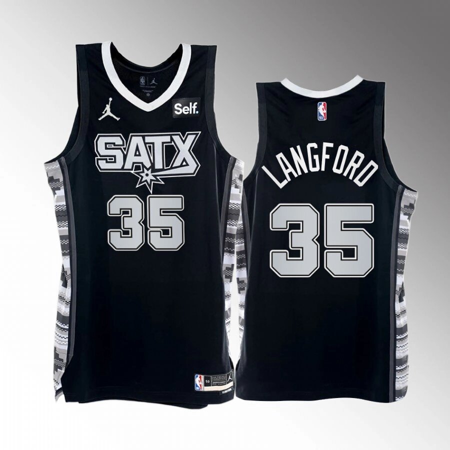 Баскетбольна джерсі Jordan NBA San Antonio Spurs №35 Romeo Langford Black Print від компанії Basket Family - фото 1