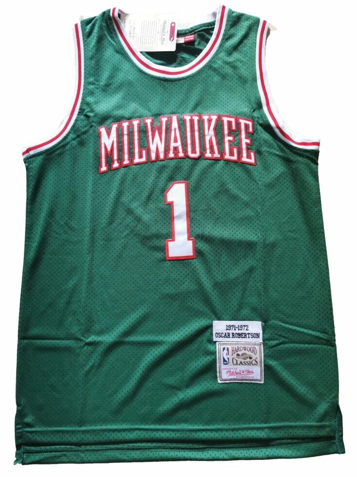 Баскетбольна джерсі Milwaukee Bucks NBA №1 Oscar Robertson зелена від компанії Basket Family - фото 1