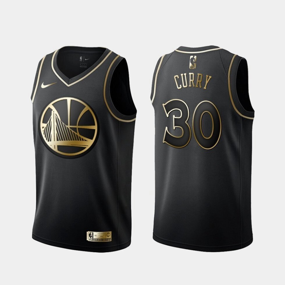 Баскетбольна джерсі NBA 2021 Golden State Warriors Nike №30 Steph Curry Black-Gold Print від компанії Basket Family - фото 1