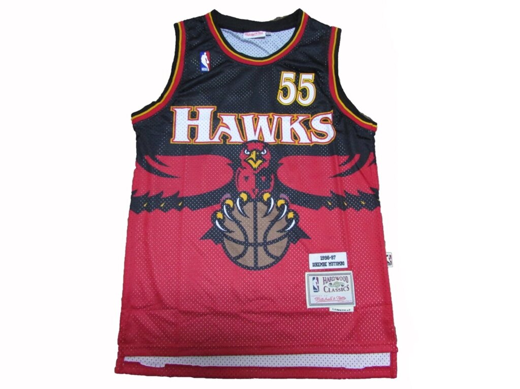 Баскетбольна джерсі NBA Atlanta Hawks Dikembe Mutombo №55 red and black від компанії Basket Family - фото 1