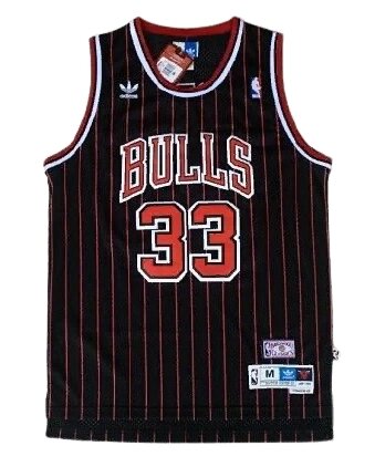 Баскетбольна джерсі NBA Chicago Bulls №33 Scottie Pippen чорна в смужку від компанії Basket Family - фото 1