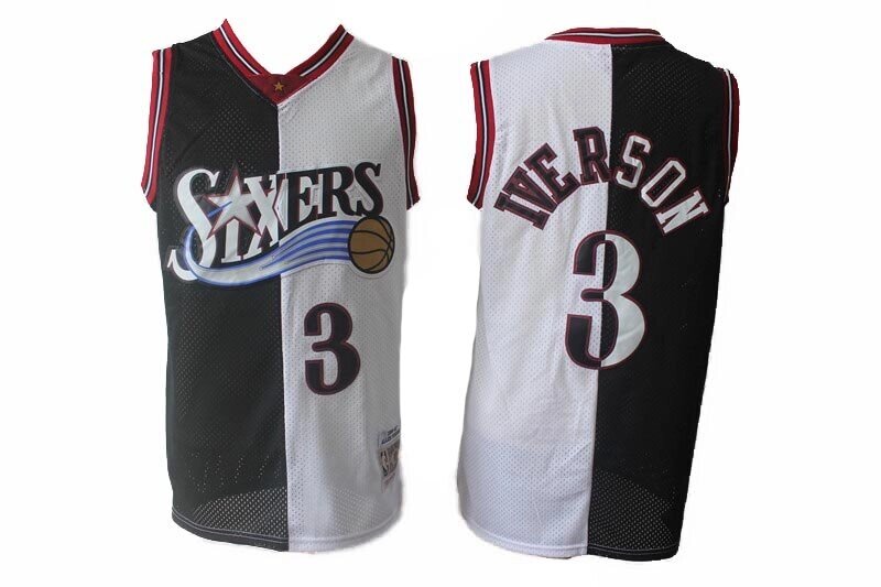 Баскетбольна джерсі NBA Philadelphia 76yers №3 Allen Iverson чорно-біла від компанії Basket Family - фото 1