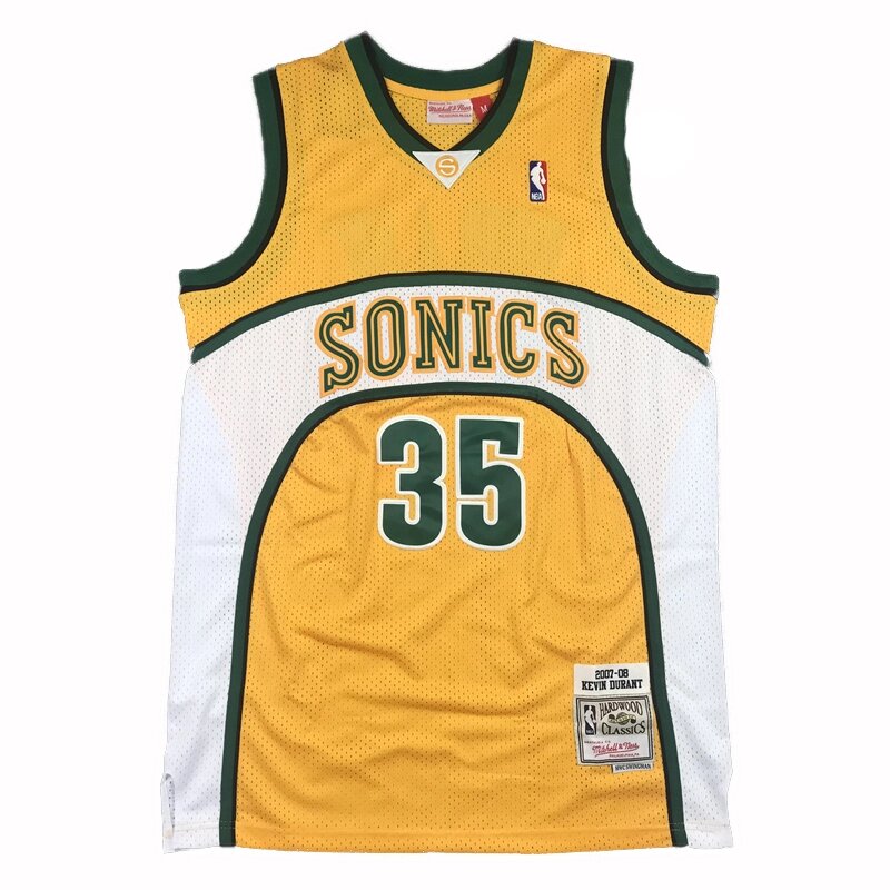 Баскетбольна джерсі NBA Retro Seattle SuperSonics №35 Kevin Durant Yellow від компанії Basket Family - фото 1