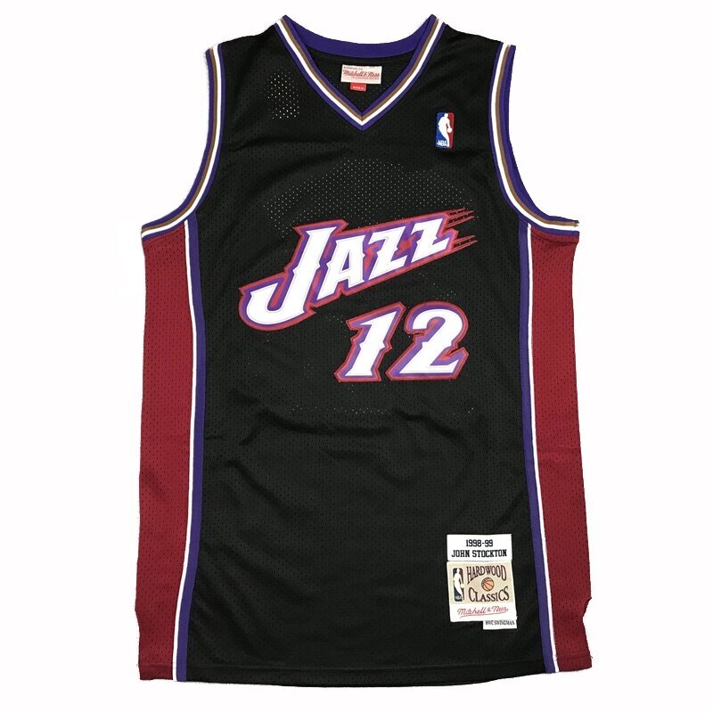 Баскетбольна джерсі NBA Utah Jazz № 12 John Stockton чорна від компанії Basket Family - фото 1