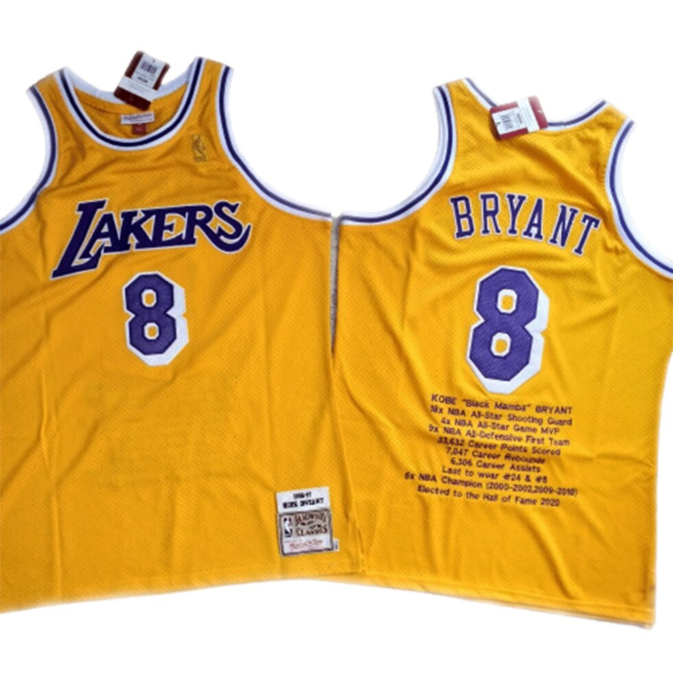 Баскетбольна джерсі New Collection Hardwood Classics NBA Kobe Bryant №8 жовта від компанії Basket Family - фото 1