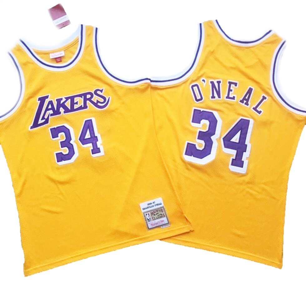 Баскетбольна джерсі New Collection Hardwood Classics NBA Shaquille O'Neal №34 жовта від компанії Basket Family - фото 1