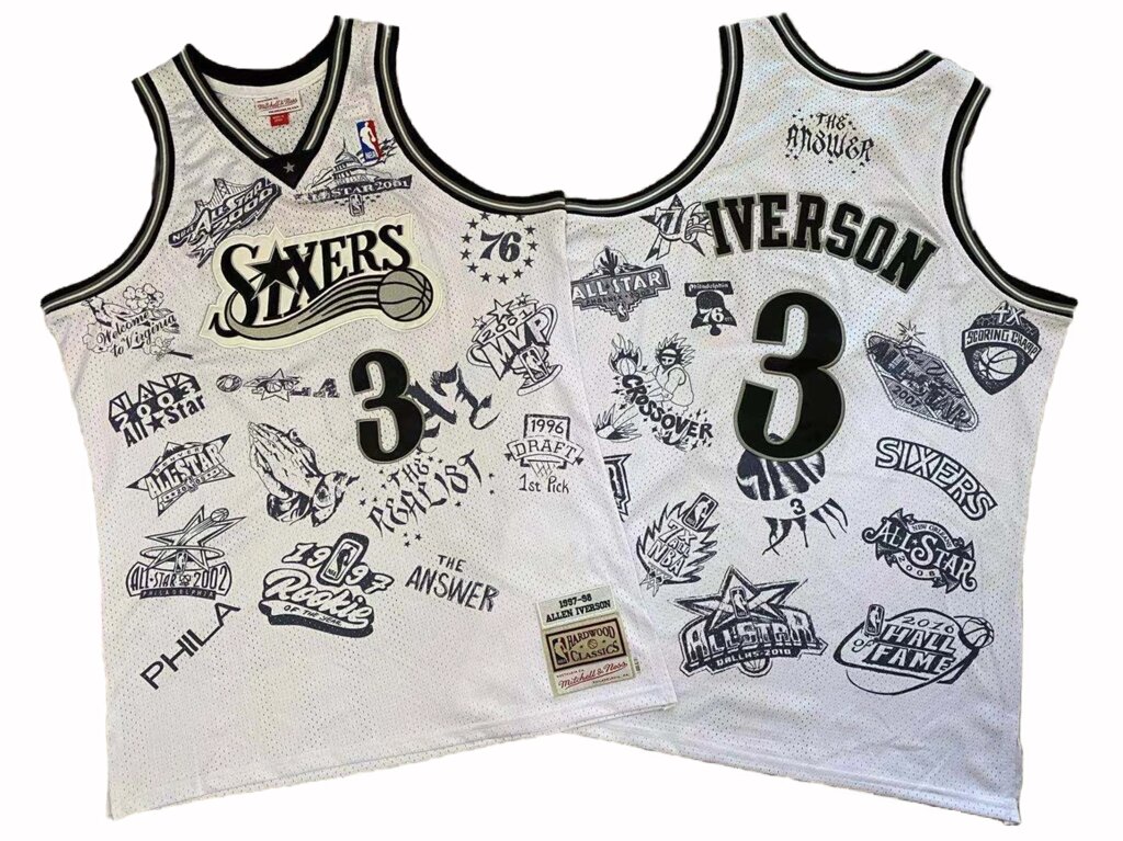 Баскетбольна джерсі New Collection NBA Hardwood Classics №3 Allen Iverson белая від компанії Basket Family - фото 1