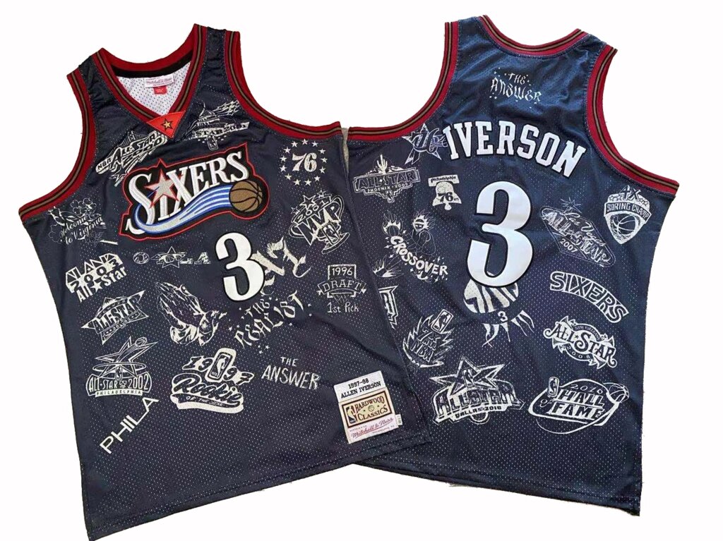Баскетбольна джерсі New Collection NBA Hardwood Classics №3 Allen Iverson black від компанії Basket Family - фото 1