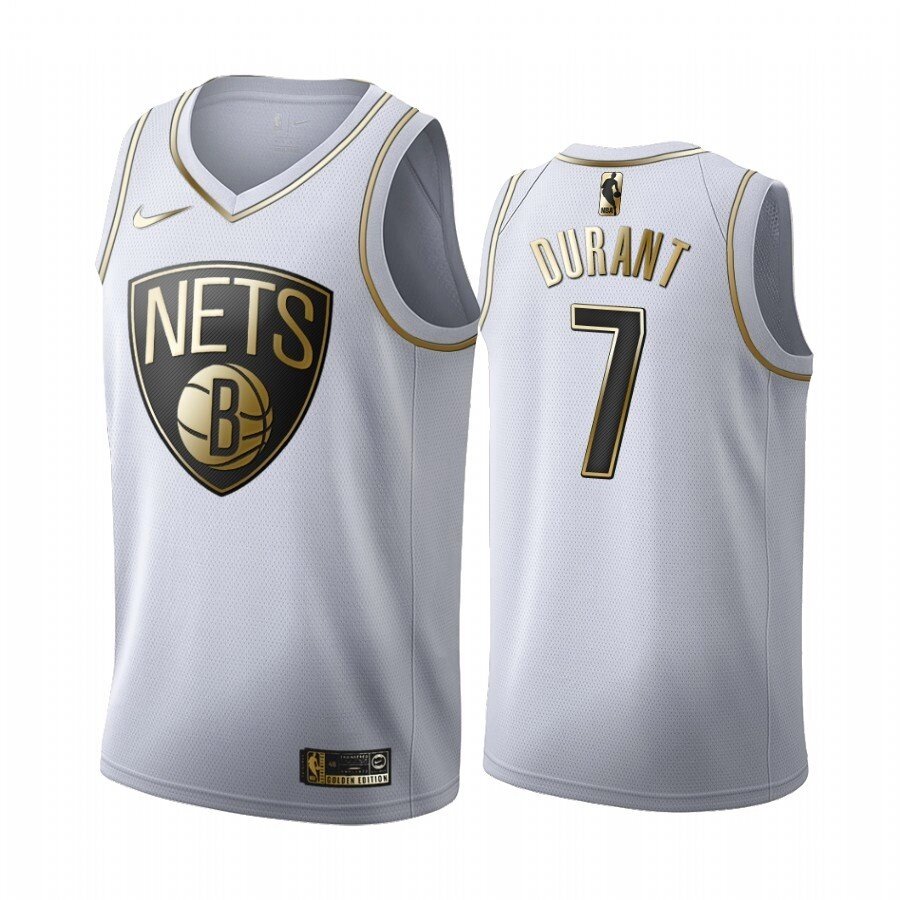 Баскетбольна джерсі Nike Brooklyn Nets №7 Kevin Durant Golden Edition White від компанії Basket Family - фото 1