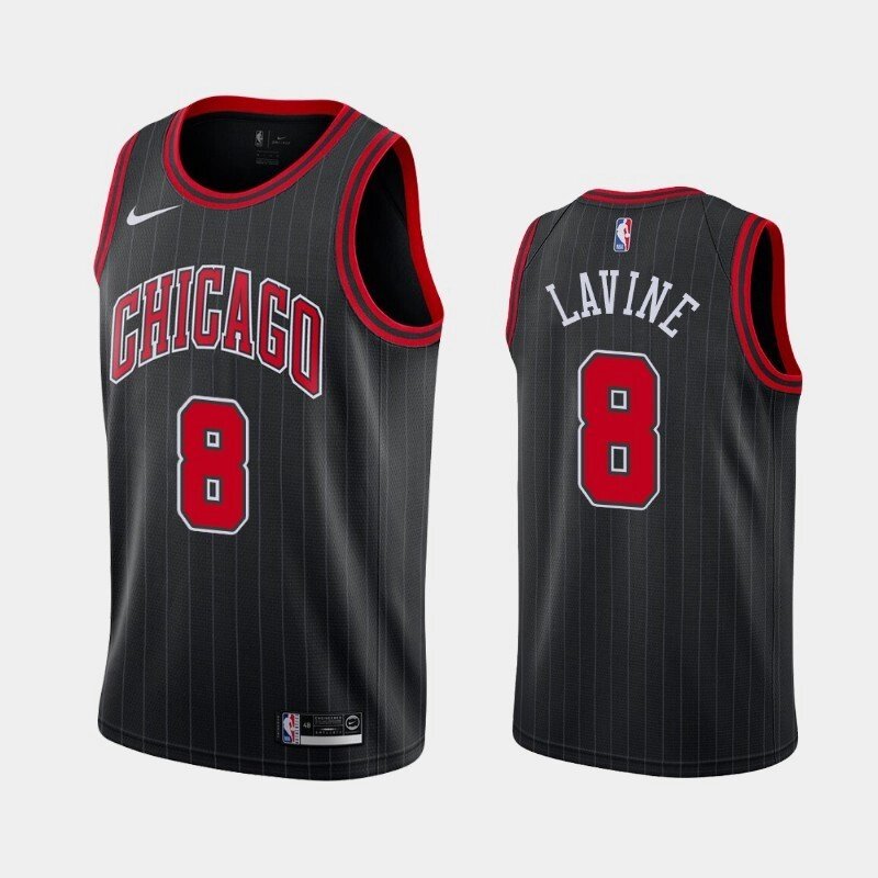 Баскетбольна джерсі Nike Chicago Bulls №8 Zach Lavine чорна в смужку від компанії Basket Family - фото 1