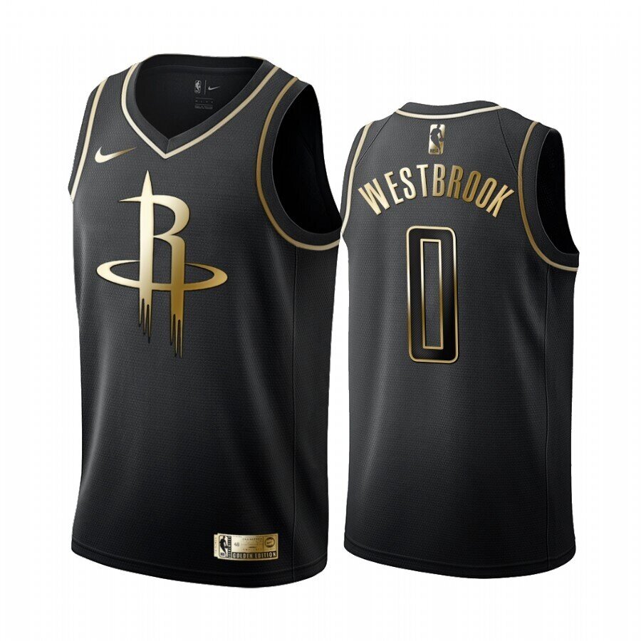 Баскетбольна джерсі Nike Houston Rockets №0 Russell Westbrook Golden Edition Black від компанії Basket Family - фото 1