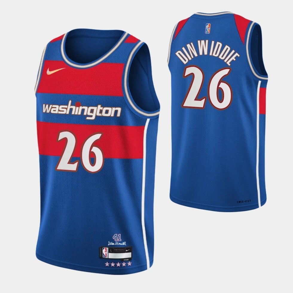 Баскетбольна джерсі Nike NBA 2021 Washington Wizards №26 Spencer Dinwiddie blue print від компанії Basket Family - фото 1