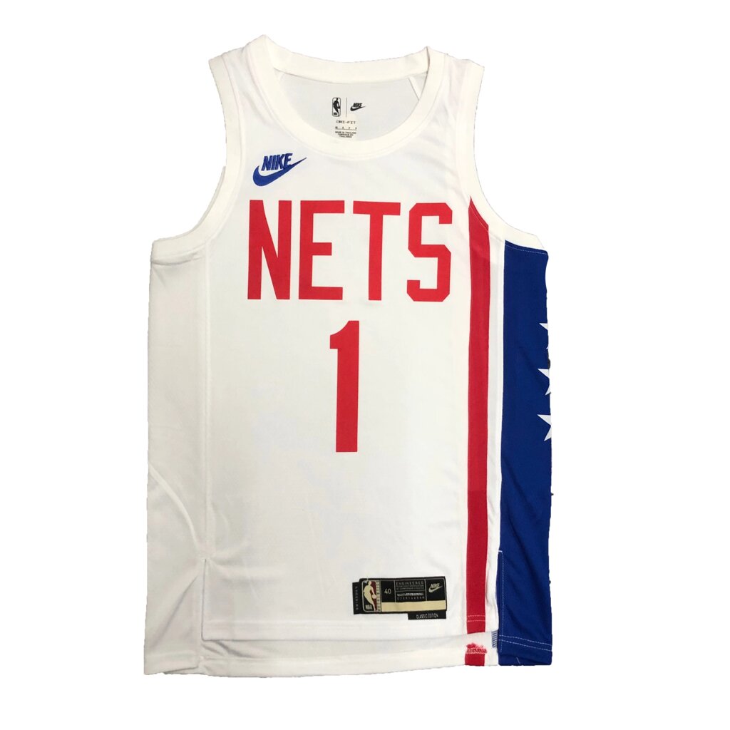 Баскетбольна джерсі Nike NBA Brooklyn Nets №1 Mikal Bridges White Print. від компанії Basket Family - фото 1