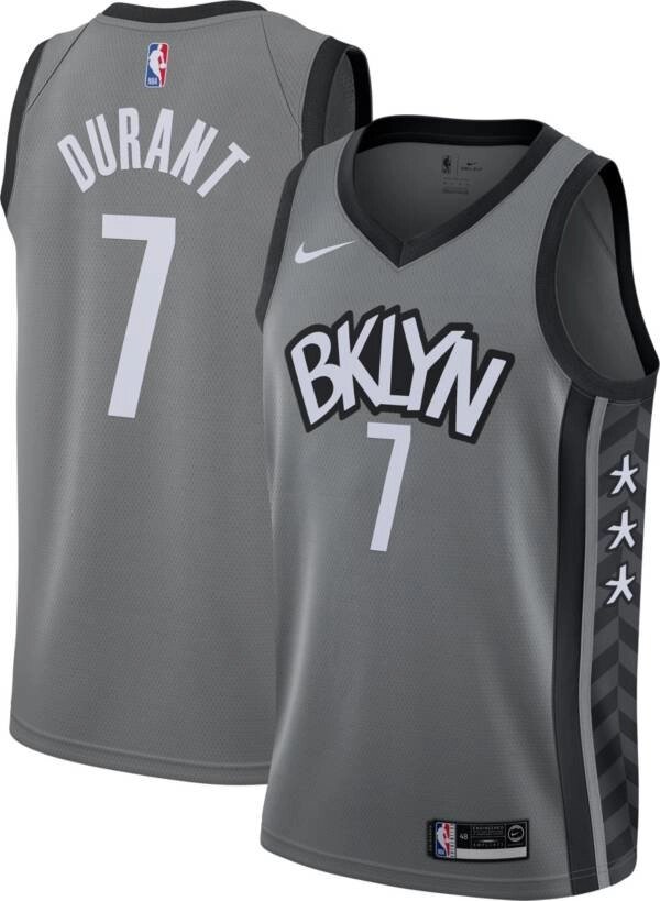 Баскетбольна джерсі Nike NBA Brooklyn Nets №7 Kevin Durant сіра від компанії Basket Family - фото 1