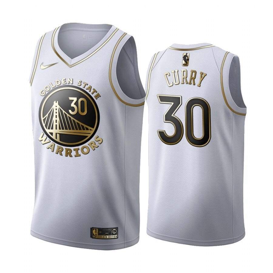 Баскетбольна джерсі Nike NBA Golden State Warriors №30 Steph Curry Golden Edition біла від компанії Basket Family - фото 1