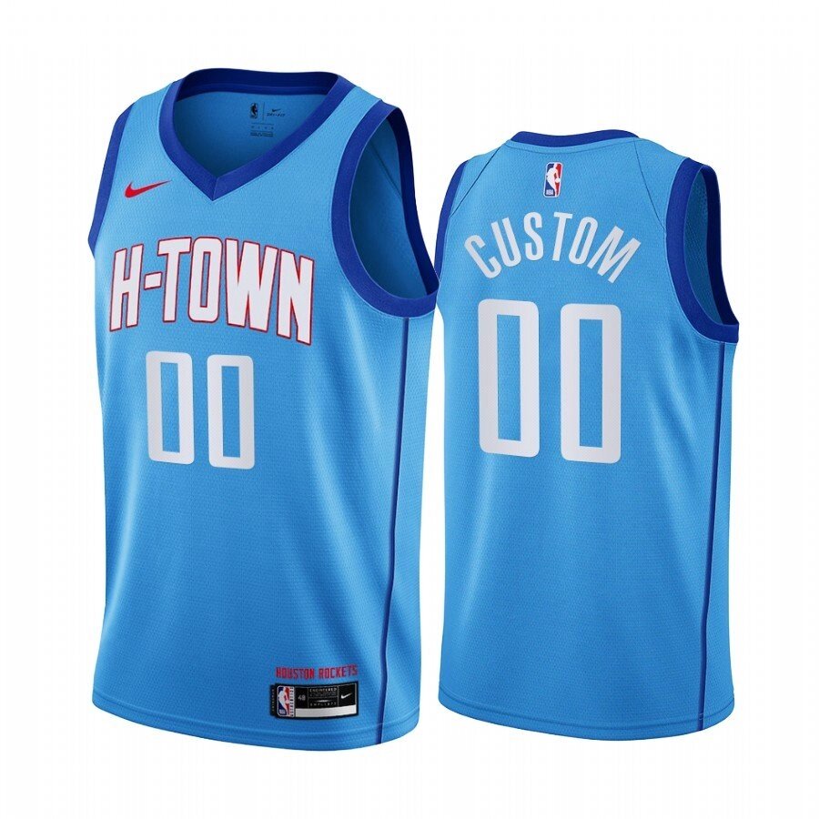 Баскетбольна джерсі Nike NBA Houston Rockets №00 Custom блакитна print від компанії Basket Family - фото 1