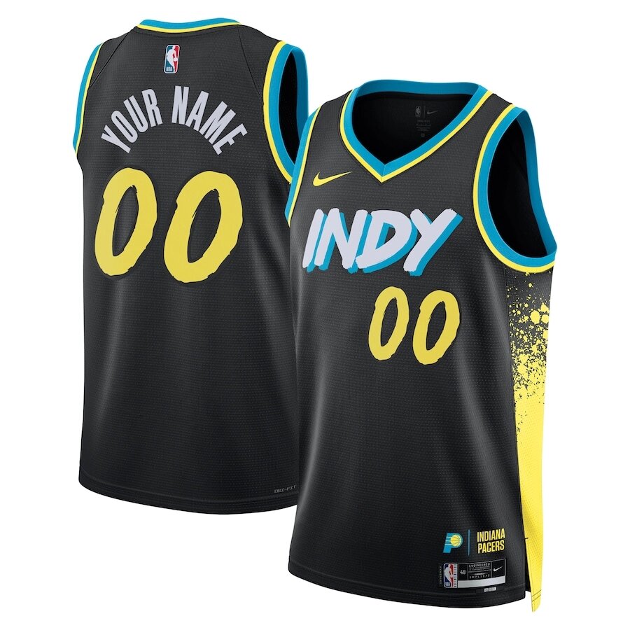 Баскетбольна джерсі Nike NBA Indiana Pacers №00 You Name black print від компанії Basket Family - фото 1