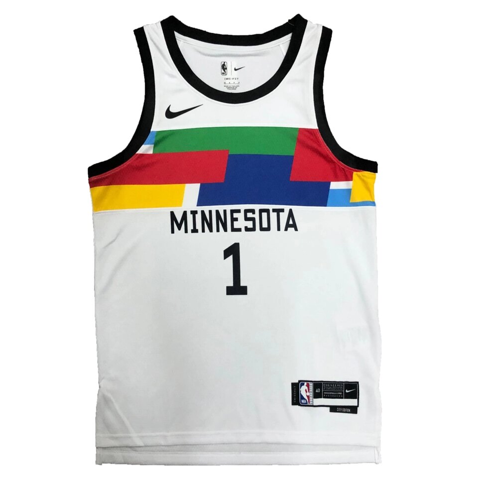 Баскетбольна джерсі Nike NBA Minnesota Timberwolves №1 Anthony Edwards White Print від компанії Basket Family - фото 1