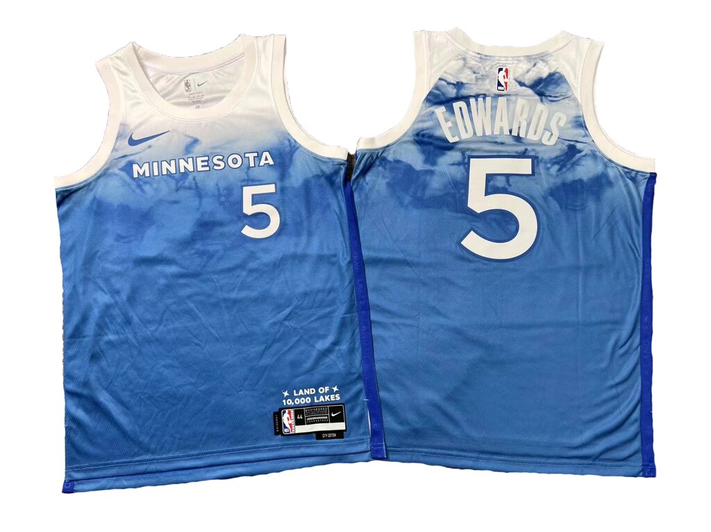 Баскетбольна джерсі Nike NBA Minnesota Timberwolves №5 Anthony Edwards Blue Print від компанії Basket Family - фото 1