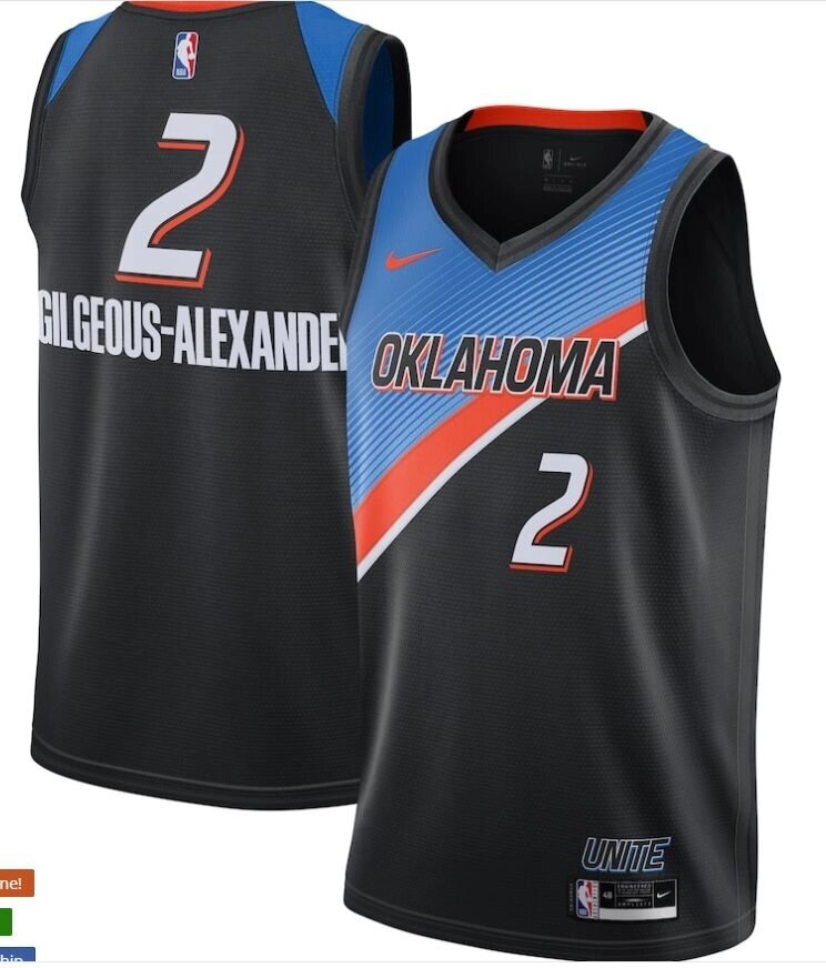 Баскетбольна джерсі Nike NBA OKC Thunder №2 Shai Gilgeous-Alexander чорно-синя від компанії Basket Family - фото 1
