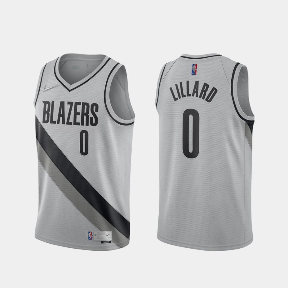 Баскетбольна джерсі Nike NBA Portland Trail Blazers №0 Damian Lillard Grey Print від компанії Basket Family - фото 1