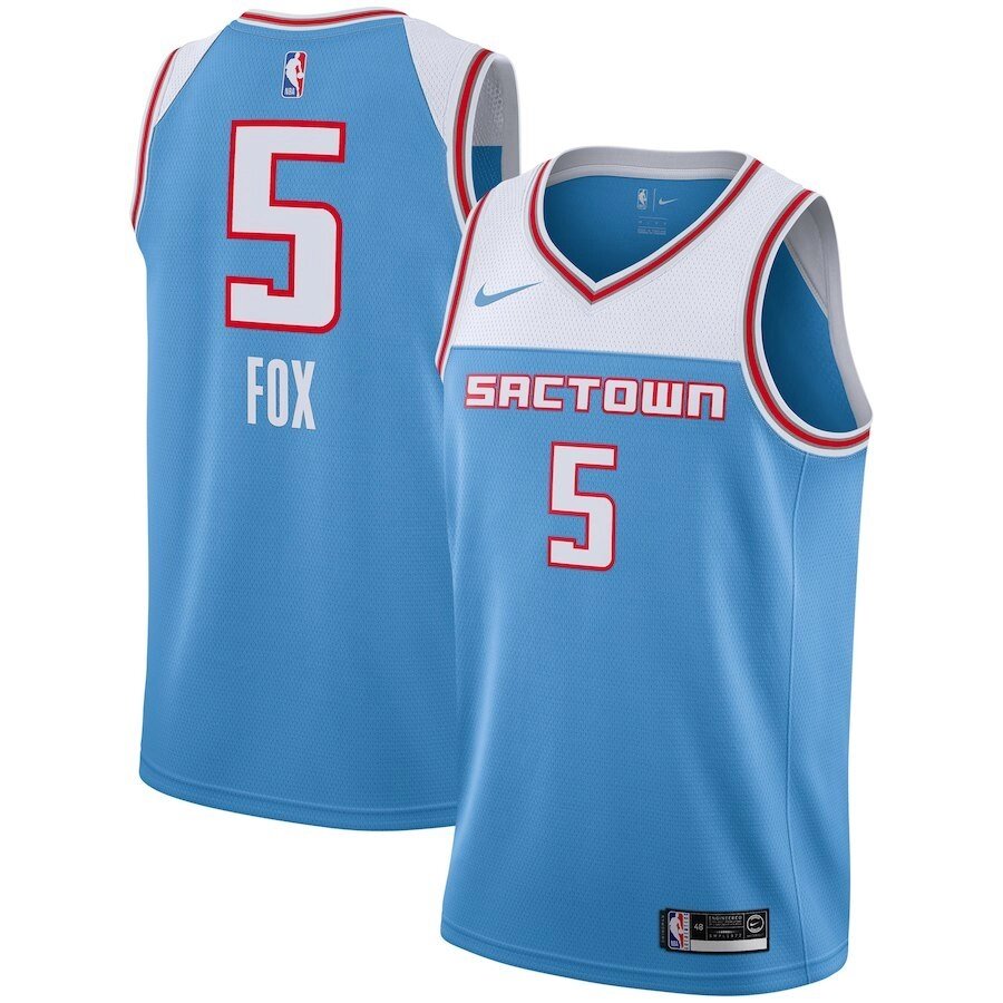 Баскетбольна джерсі Nike NBA Sacramento Kings №5 De "Aaron Fox блакитна від компанії Basket Family - фото 1