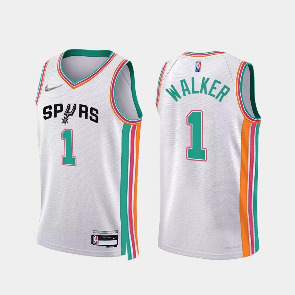 Баскетбольна джерсі Nike NBA San Antonio Spurs №1 Lonnie Walker White Print від компанії Basket Family - фото 1