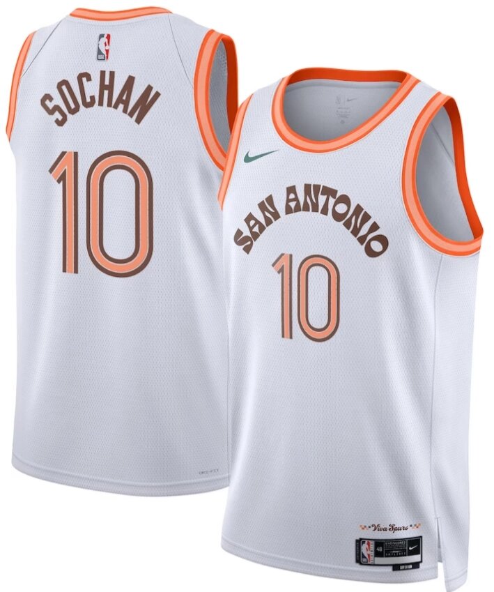 Баскетбольна джерсі Nike NBA San Antonio Spurs №10 Jeremy Sochan White Print від компанії Basket Family - фото 1