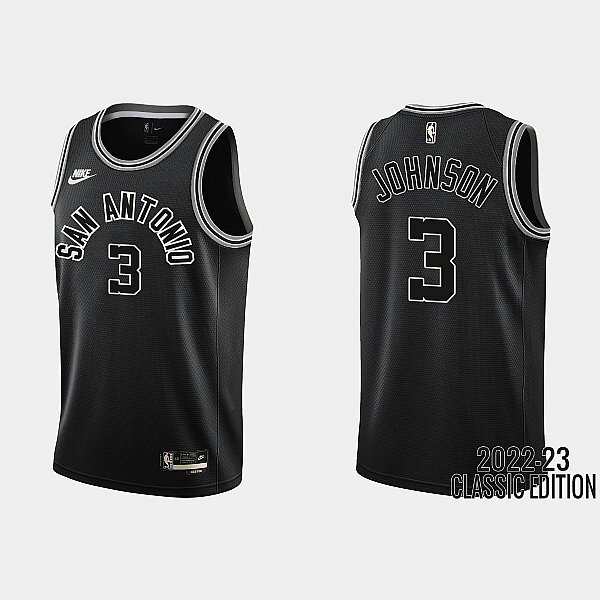 Баскетбольна джерсі Nike NBA San Antonio Spurs №3 Keldon Johnson Black Print від компанії Basket Family - фото 1