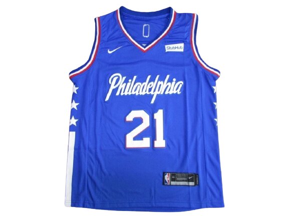 Баскетбольна джерсі Nike Philadelphia 76ers №21 Joel Embiid синя від компанії Basket Family - фото 1