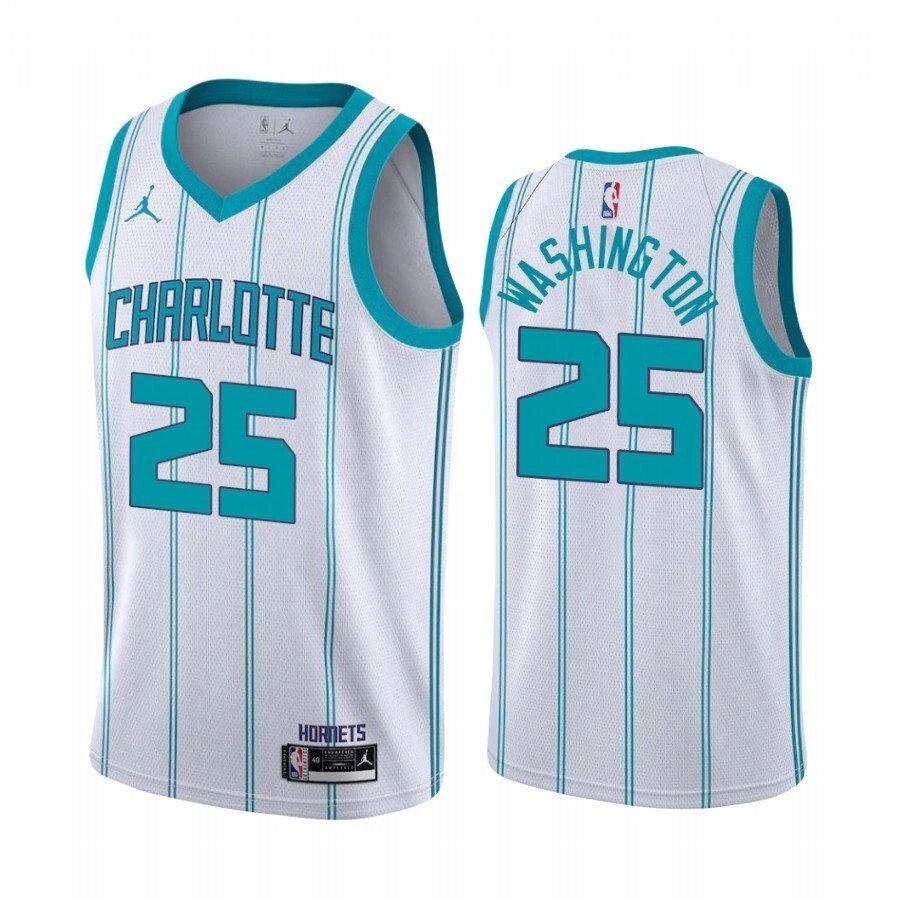 Баскетбольна форма 2021 Jordan NBA Charlotte Hornets №25 PJ Washington City Edition біла print від компанії Basket Family - фото 1