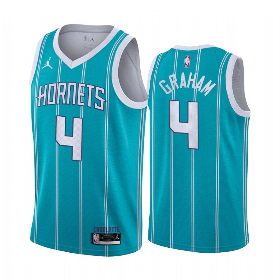 Баскетбольна форма 2021 Jordan NBA Charlotte Hornets №4 Devonte 'Graham City Edition блакитна print від компанії Basket Family - фото 1