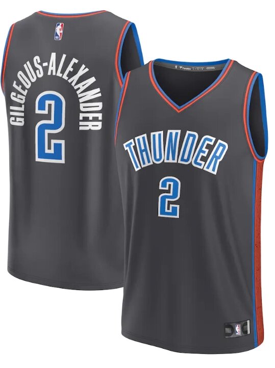 Баскетбольна форма 2022-23 Nike NBA Oklahoma City Thunder №2 Shai Gilgeous-Alexander Grey Print від компанії Basket Family - фото 1