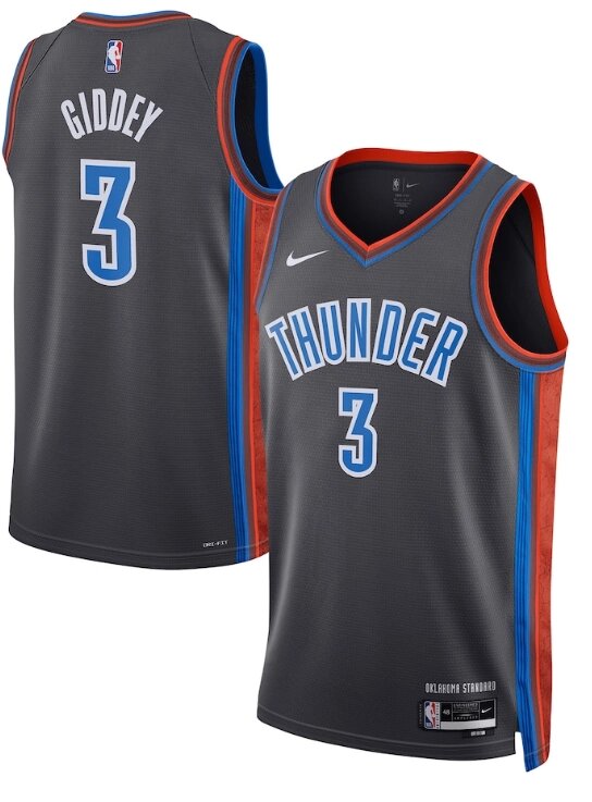Баскетбольна форма 2022-23 Nike NBA Oklahoma City Thunder №3 Josh Giddey Grey Print від компанії Basket Family - фото 1