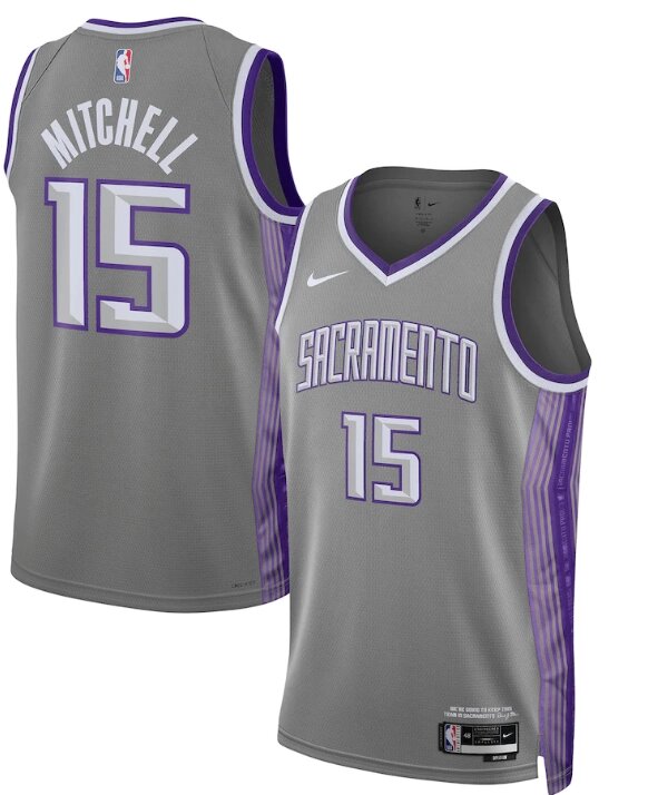 Баскетбольна форма 2022-23 Nike NBA Sacramento Kings №15 Davion Mitchell Grey Print від компанії Basket Family - фото 1