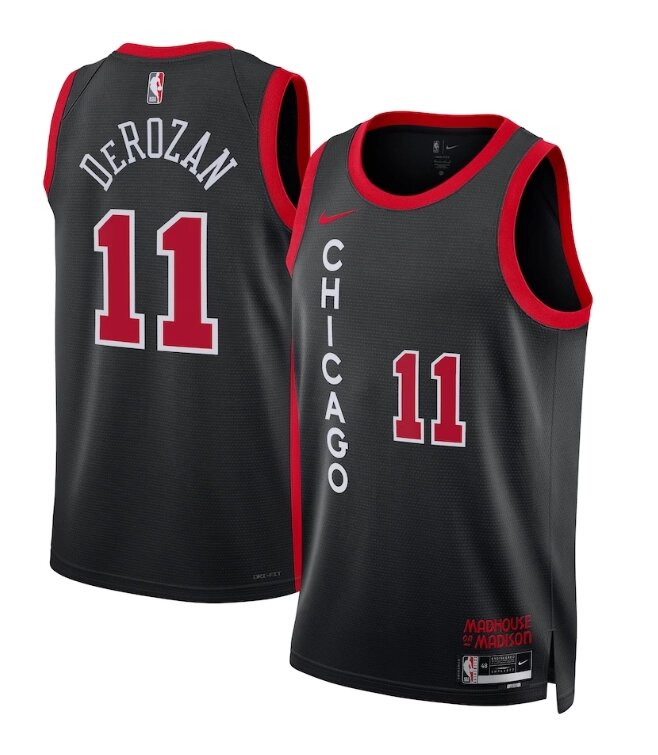 Баскетбольна форма 2023-24 Nike NBA Chicago Bulls №11 DeMar DeRozan black print від компанії Basket Family - фото 1