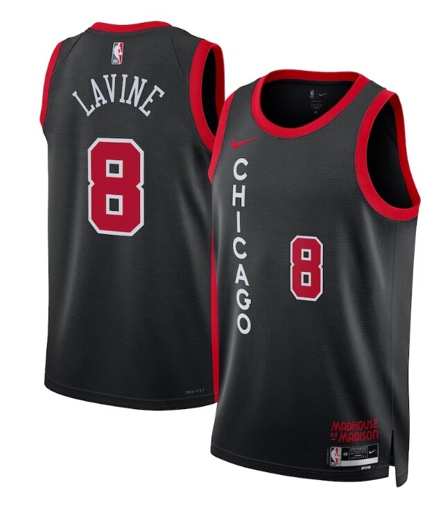 Баскетбольна форма 2023-24 Nike NBA Chicago Bulls №8 Zach LaVine Black Print від компанії Basket Family - фото 1